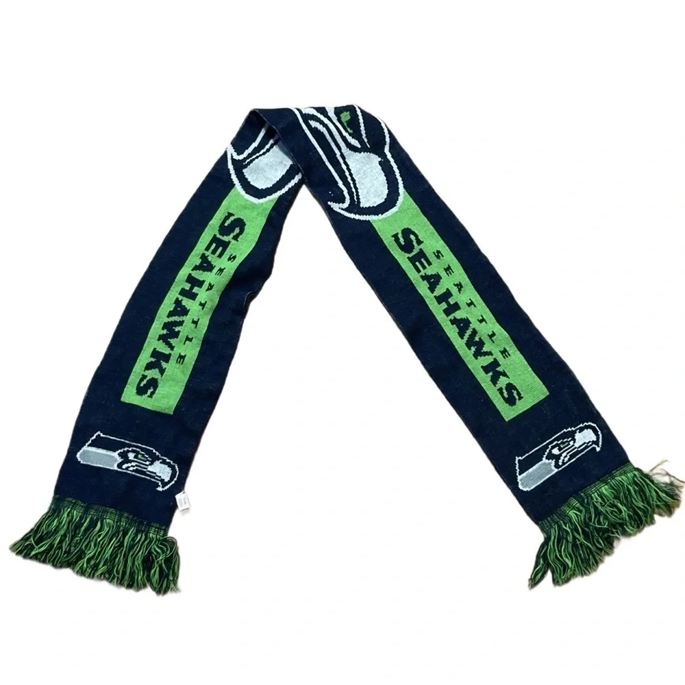 Forever Collectibles Navy and Green Scarf Seattle Seahawks Apparel Logo